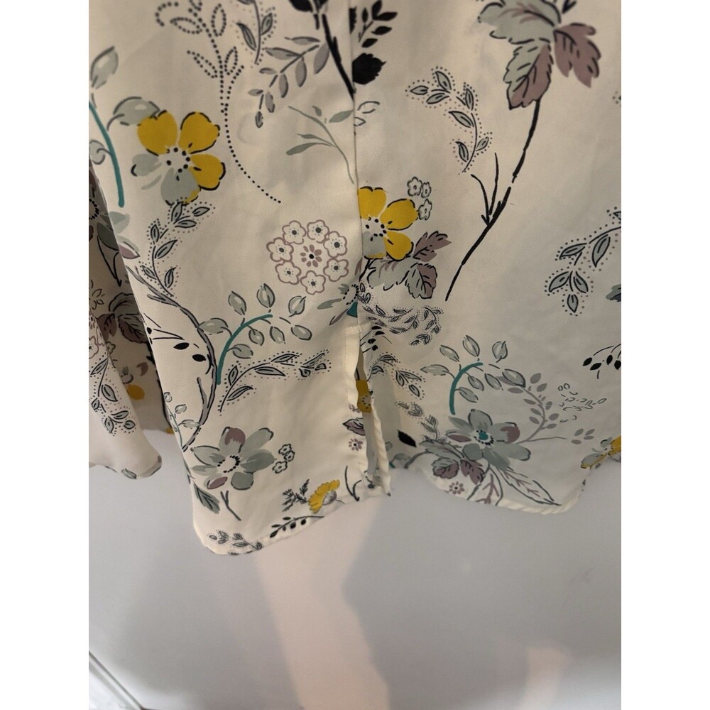 Maurices Cream Floral V-neck Blouse with Yellow & Green Accents - Picture 6 of 8